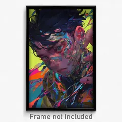 Anime Art Poster - Boy Feeling Unsettled, Warped Multiple Piercings (Print)