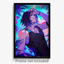 Anime Art Poster - Boy Feeling Relaxed Wearing Upbeat Black Tank Top (Print)