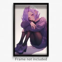 Anime Art Poster - Girl Feeling Vigilance Wearing Warm Purple Footwear (Print)
