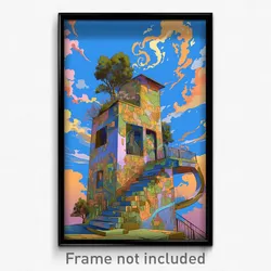 Art Poster - Antique Barracks (Psychedelic Trippy Weird 11x17 Print)