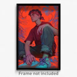 Art Poster - Boy Feeling Doubt Wearing Well Worn Red Bandana (Print)