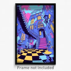 Art Poster - Crazy Mansion (Psychedelic Trippy Weird 11x17 Print)