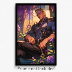 Art Poster - Man Feeling Enthusiasm Wearing Gentle Biker Clothes (Print)
