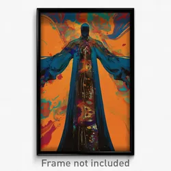 Art Poster - Man Feeling Excitement Wearing Vivid Long Dress (Print)