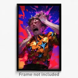 Anime Art Poster - Man Feeling Fright Wearing Academic Print Shirt (Print)