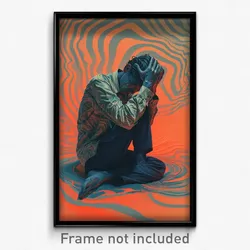 Art Poster - Man Feeling Panicked Wearing Tremendous Yoga Pants (Print)
