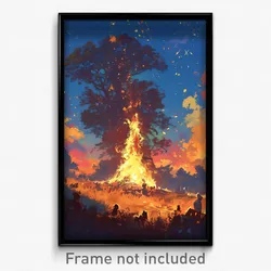 Art Poster - Fluffy Bonfire (Psychedelic Trippy Weird 11x17 Print)