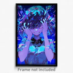 Anime Art Poster - Girl Feeling Tension Wearing Crafty Blue Collar (Print)