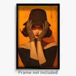 Art Poster - Woman Feeling Suspicious Wearing Urban Hands On Headwear (Print)