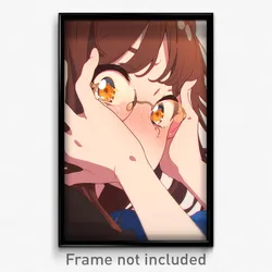 Anime Art Poster - Woman Feeling Anxious Wearing Aged Orange Goggles (Print)