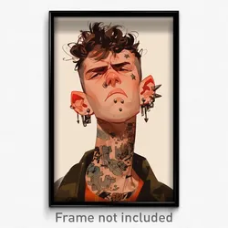 Art Poster - Man Feeling Disgruntled, Admirable Multiple Piercings (Print)