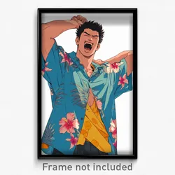 Anime Art Poster - Man Feeling Amazement Wearing Studious Hawaiian Shirt (Print)