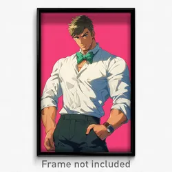 Anime Art Poster - Man Feeling Doubt Wearing Pricey Green Bowtie (Print)