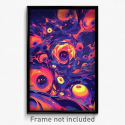 Art Poster - Steel Moon Battle (Psychedelic Trippy Weird 11x17 Print)