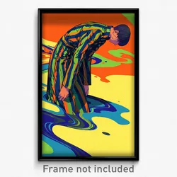 Art Poster - Boy Feeling Cowardly Wearing Webbed Vertical Striped Dress (Print)