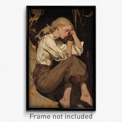 Art Poster - Woman Feeling Hope Wearing Messy Brown Pants (Print)