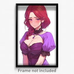 Anime Art Poster - Woman Feeling Regret Wearing Purple Alternate Costume (Print)