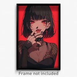 Anime Art Poster - Girl Feeling Happiness, Immaterial Multiple Piercings (Print)