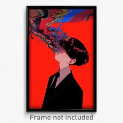 Anime Art Poster - Boy Feeling Sullenness, Delightful Black Necktie (Print)