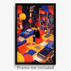 Art Poster - Unknown Book Store (Psychedelic Trippy Weird 11x17 Print)