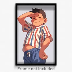 Anime Art Poster - Boy Feeling Smug Wearing French Pajamas (Print)