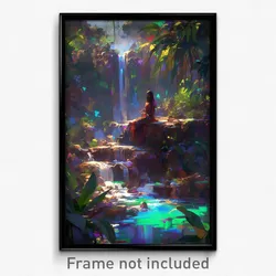 Art Poster - Pleasant Waterfall (Psychedelic Trippy Weird 11x17 Print)