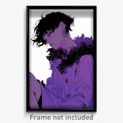 Art Poster - Boy Feeling Dazed Wearing Purple Fur Trimmed Dress (Print)