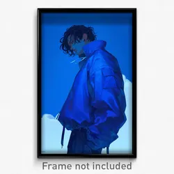 Anime Art Poster - Man Feeling Ennui Wearing Blue Clothing Cutout (Print)