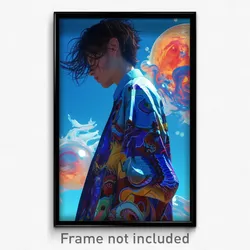 Anime Art Poster - Man Feeling Dazed Wearing Realistic Print (Print)