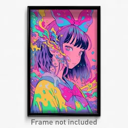 Art Poster - Girl Feeling Excitement Wearing Awesome Pink Bow (Print)