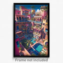 Art Poster - Humble Mexican City (Psychedelic Trippy Weird 11x17 Print)