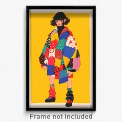 Art Poster - Woman Feeling Cruelty Wearing Oddball Patchwork Clothes (Print)