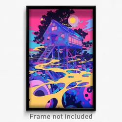 Art Poster - Fluid Barn (Psychedelic Trippy Weird 11x17 Print)