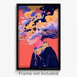 Art Poster - Woman Feeling Depressed Wearing Immaculate Bandana (Print)
