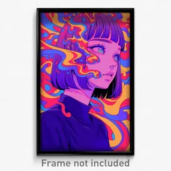 Art Poster - Woman Feeling Homesickness Wearing Active Purple Shirt (Print)