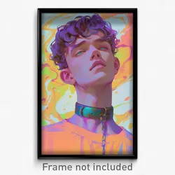 Anime Art Poster - Man Feeling Pride Wearing Adorable Pink Choker (Print)