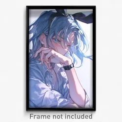 Anime Art Poster - Man Feeling Love Wearing Candid Wrist Ribbon (Print)
