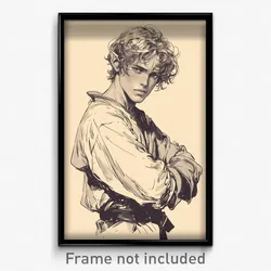 Art Poster - Boy Feeling Dread Wearing Remarkable Two Tone Ribbon (Print)