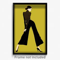 Art Poster - Girl Feeling Optimistic Wearing Noisy Pant Suit (Print)
