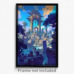 Art Poster - Dizzying Graveyard (Psychedelic Trippy Weird 11x17 Print)