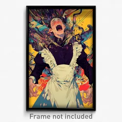 Anime Art Poster - Man Feeling Excited Wearing Grand Maid Apron (Print)