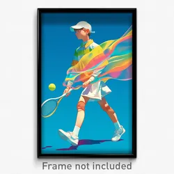 Art Poster - Boy Feeling Sentimentality, Multicolored Tennis Uniform (Print)