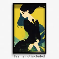 Art Poster - Girl Feeling Nostalgic Wearing Feminine Short Necktie (Print)