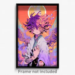 Anime Art Poster - Boy Feeling Triumphant Wearing Idealistic Purple (Print)