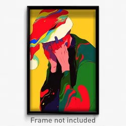 Art Poster - Man Feeling Self Pity Wearing Glamorous Santa Hat (Print)