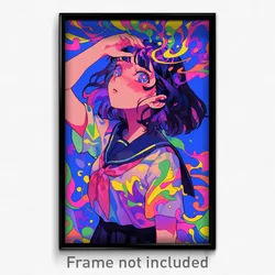 Art Poster - Girl Feeling Love Wearing Husky Grey Sailor Collar (Print)