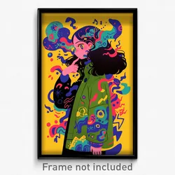 Art Poster - Girl Feeling Confusion Wearing Heartfelt Green Coat (Print)