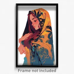 Art Poster - Girl Feeling Insightful Wearing Radiant Two Sided Fabric (Print)