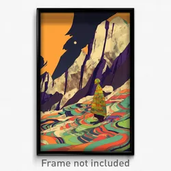 Art Poster - Silent Ridgeline (Psychedelic Trippy Weird 11x17 Print)