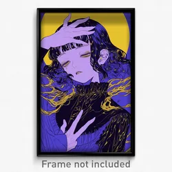 Anime Art Poster - Woman Feeling Melancholy Wearing Purple Band Uniform (Print)
